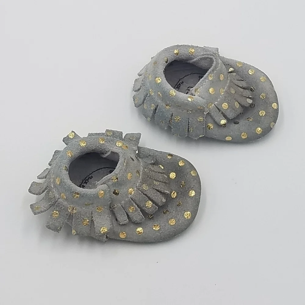 Bird Rock Baby Polka Leather Fringe Moccasins 2T